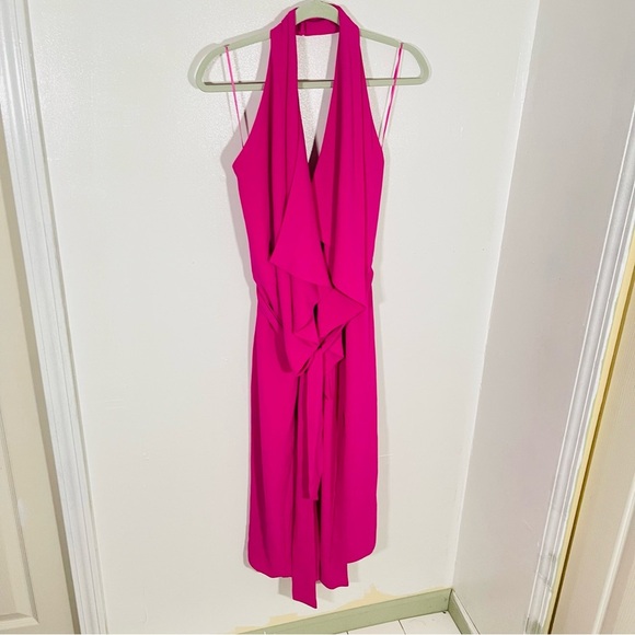 NWT Misha Collection Lorena Halter Midi Dress Fuchsia Pink Resortwear Vacation - Picture 3 of 8